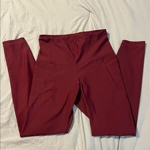 High-Waisted Burgundy Leggings
